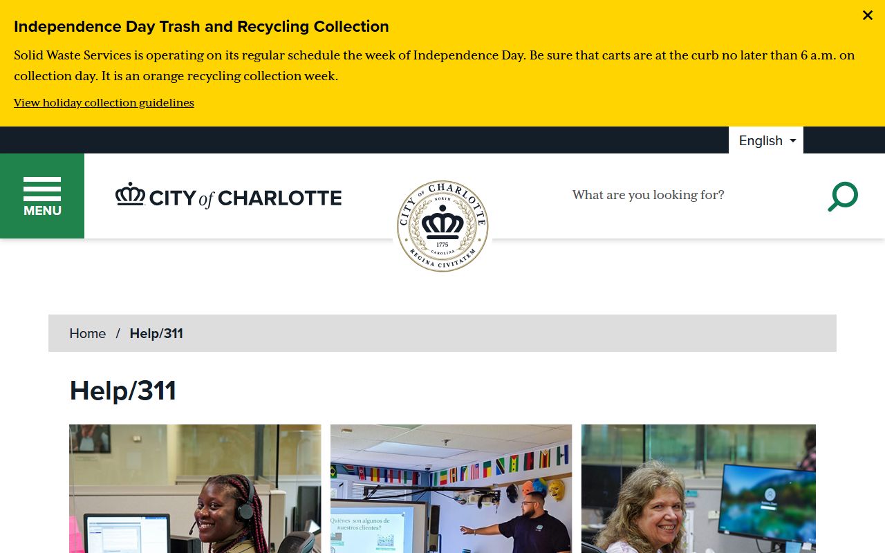 Matthews phone directory CharMeck 311 service channels