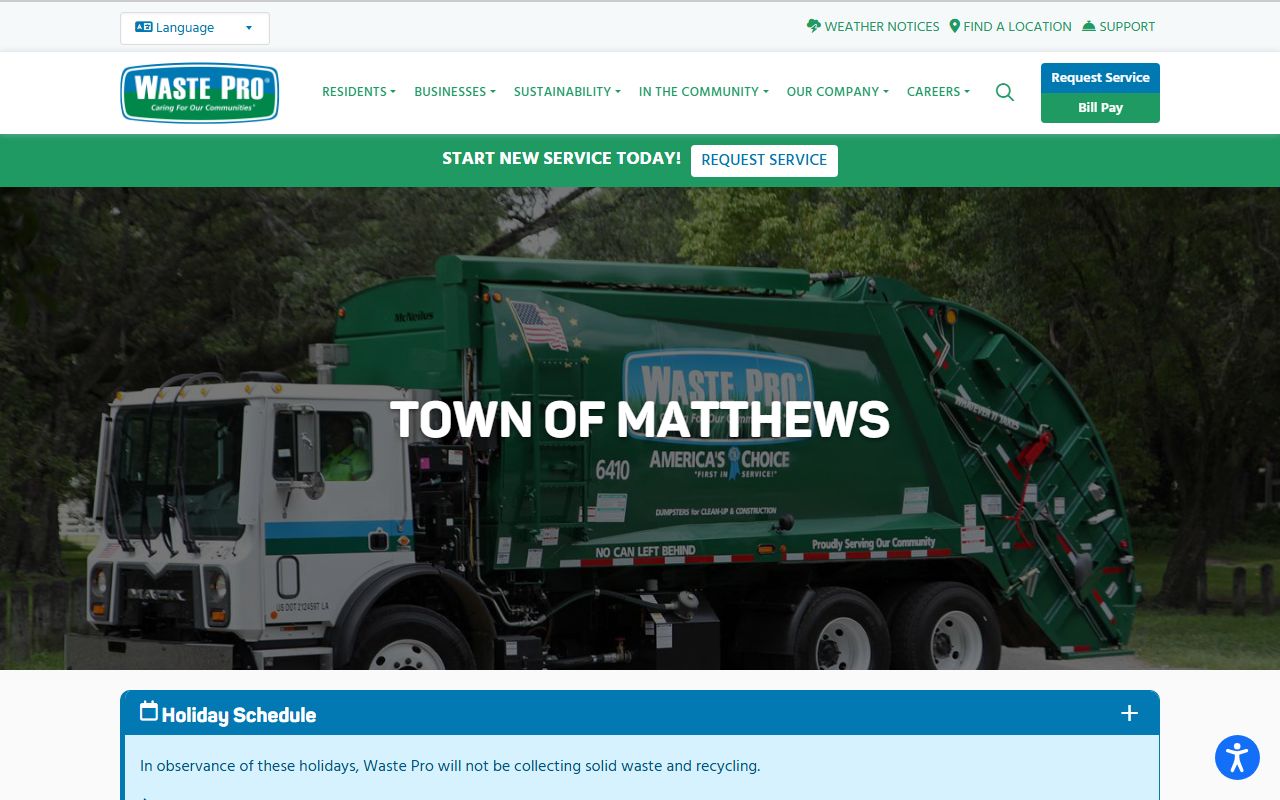 Matthews phone directory Waste Pro bulk pickup contact