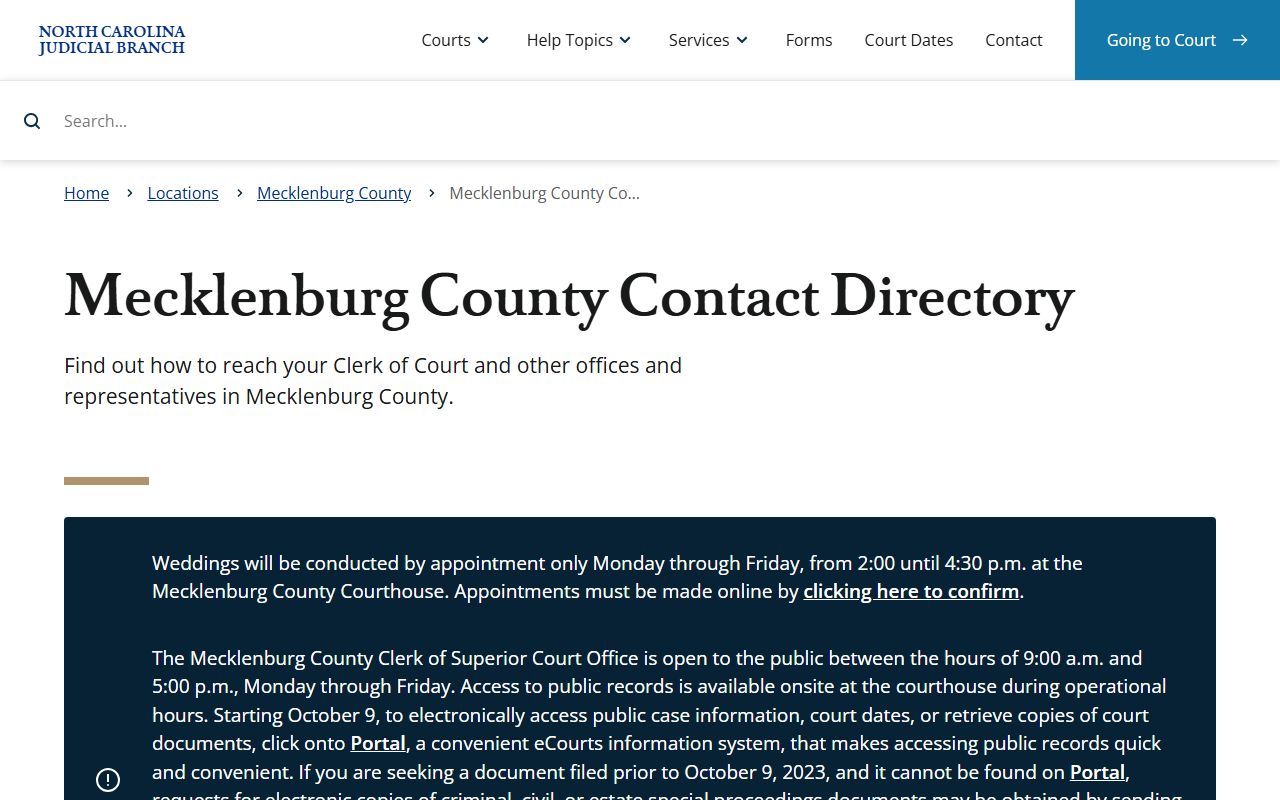 Matthews phone numbers Mecklenburg County court contact directory